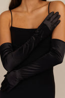 Gants Glamour Satin - Noir - Femme