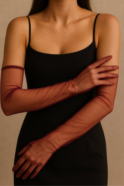 Gants Glamour Tulle - Bordeaux - Femme