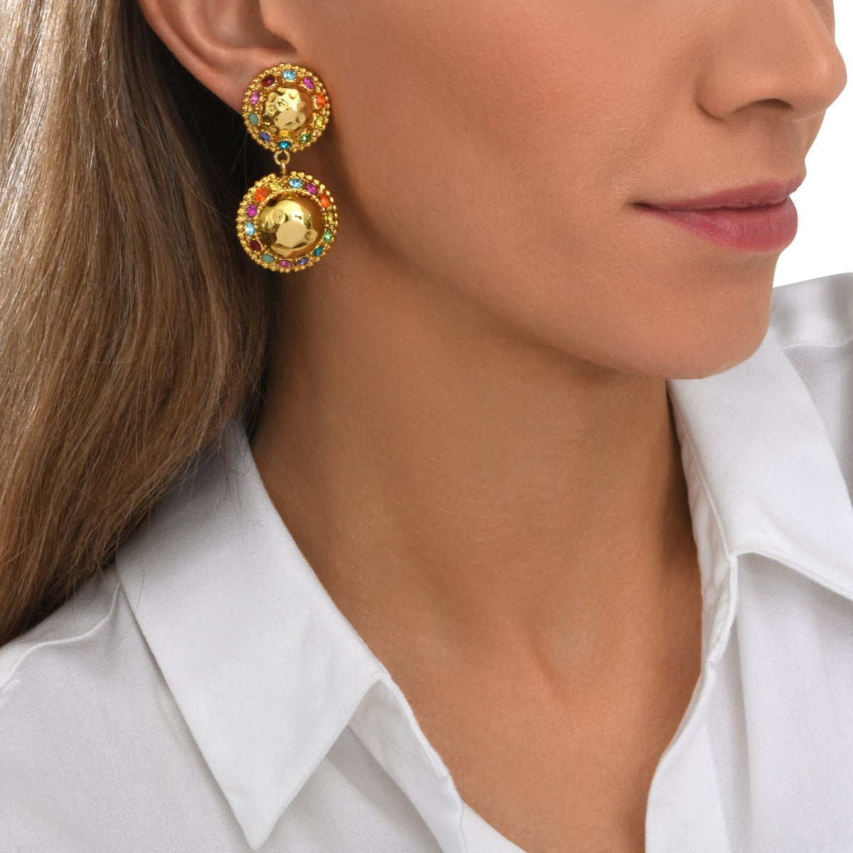 Gloria Graphic Round Stud Earrings – Multicoloured