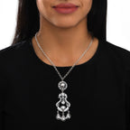 Gloria Sculptural Pendant Long Necklace – Silver