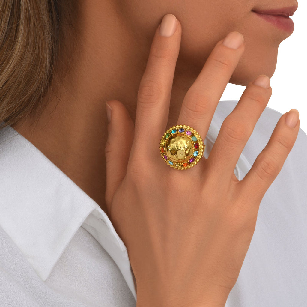 Gloria Round Adjustable Ring Size M – Multicoloured