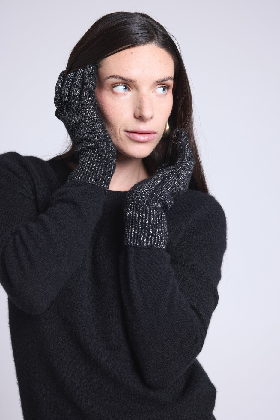 Gants Unisexe Lurex Gloves - Noir Lurex Argente - Mixte