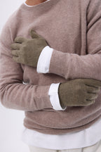Guanti Gloves - Kaki Melange - Unisex - 100% Cashmere