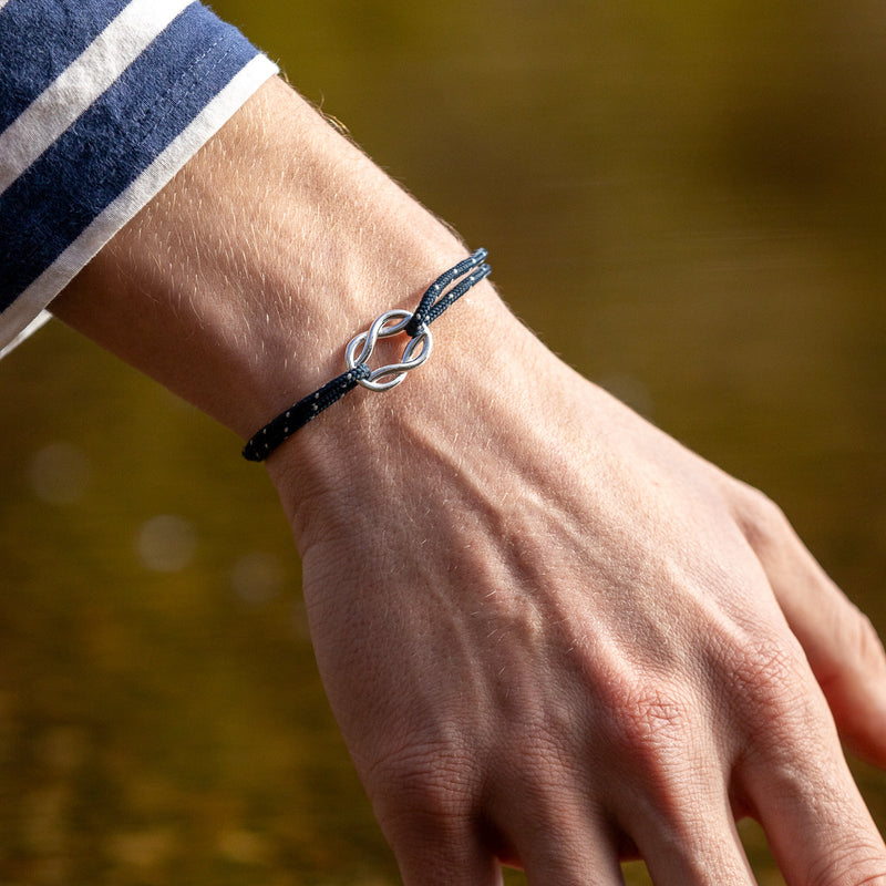 Bracelet Goélette - Bleu Marine Moucheté Blanc