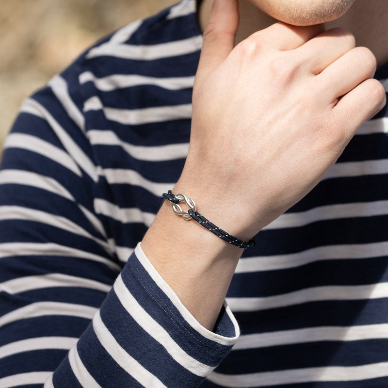 Bracelet Goélette - Bleu Marine Moucheté Blanc