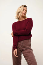 Boat Neck Jumper - Grace - Burgundy