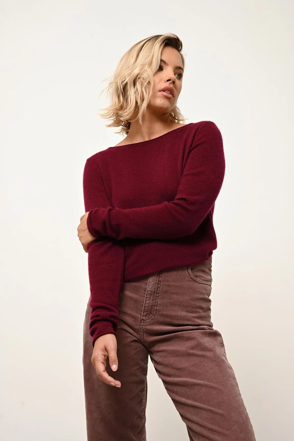 Boat Neck Jumper - Grace - Burgundy