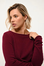 Boat Neck Jumper - Grace - Burgundy