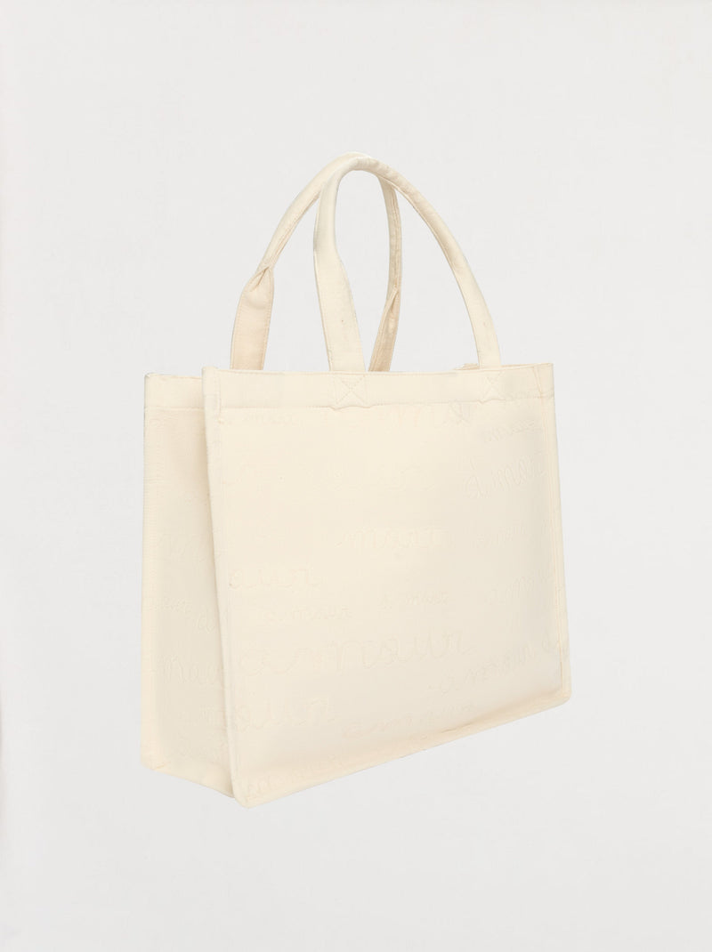 Cabas AMOUR jacquard écru