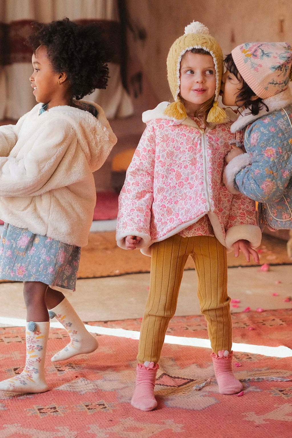 Manteau Réversible Felvet - Champs De Fleurs Crème - Enfant