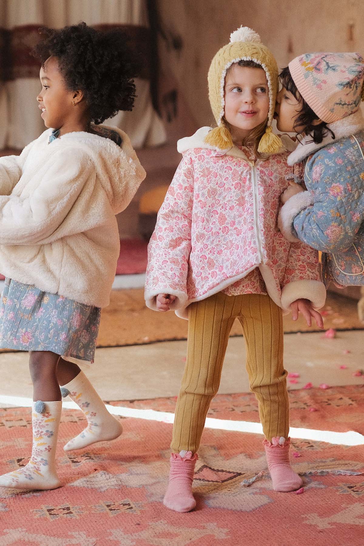 Manteau Réversible Felvet - Champs De Fleurs Crème - Enfant