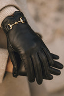 Gants Greco Cuir Doublés Cachemire - Noir Tactile - Femme