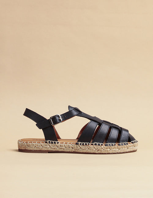 Espadrilles Grenade - Cuir Noir - Femme