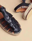 Espadrilles Grenade - Cuir Noir - Femme