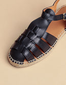 Espadrilles Grenade - Cuir Noir - Femme