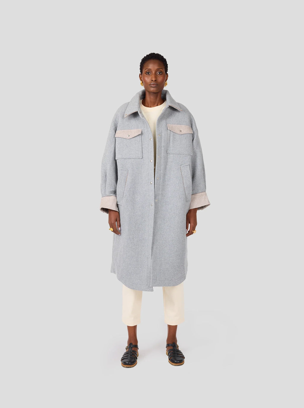 Manteau De Marine En Laine Et Cachemire Plomb