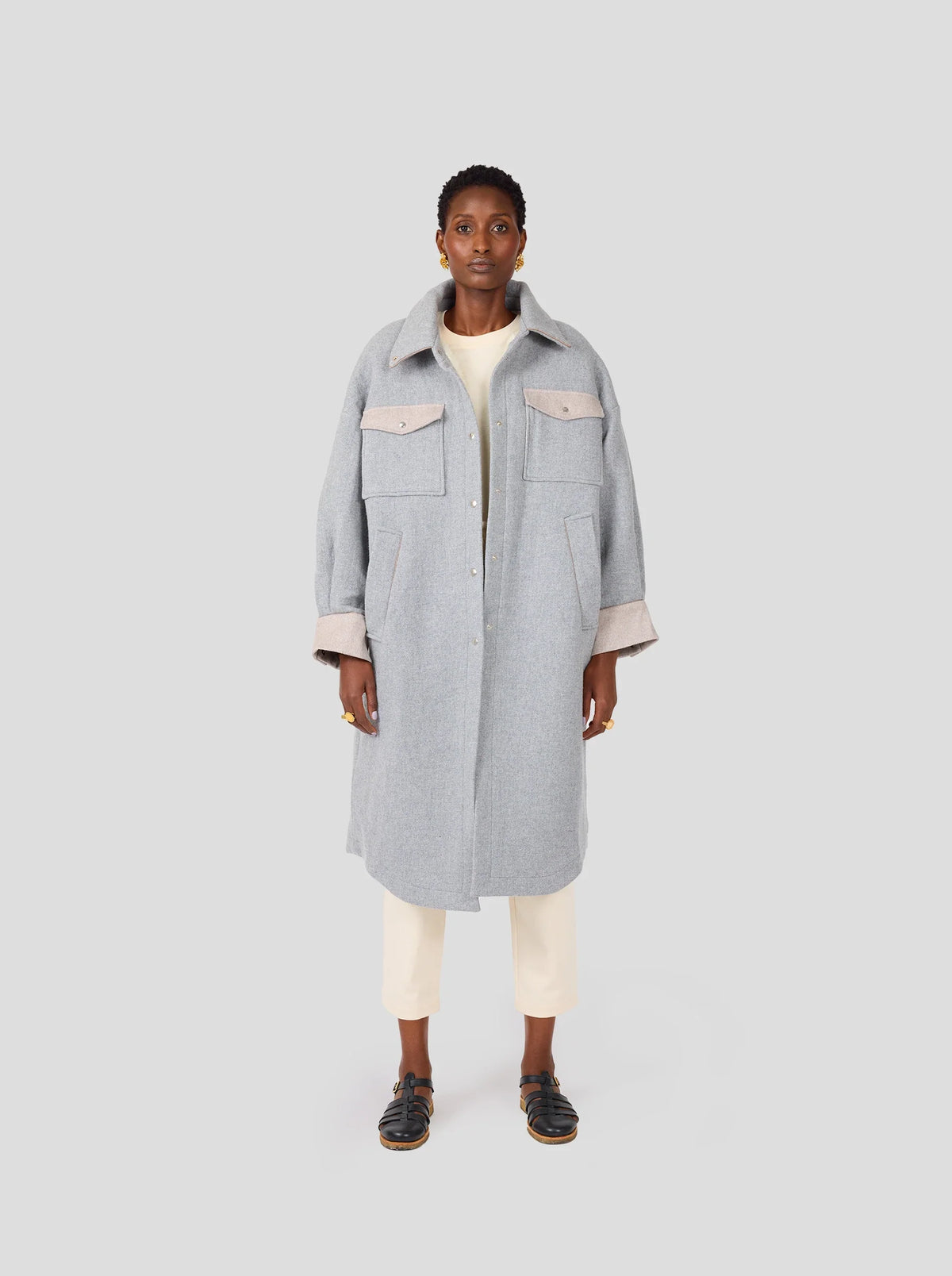 Manteau De Marine En Laine Et Cachemire Plomb
