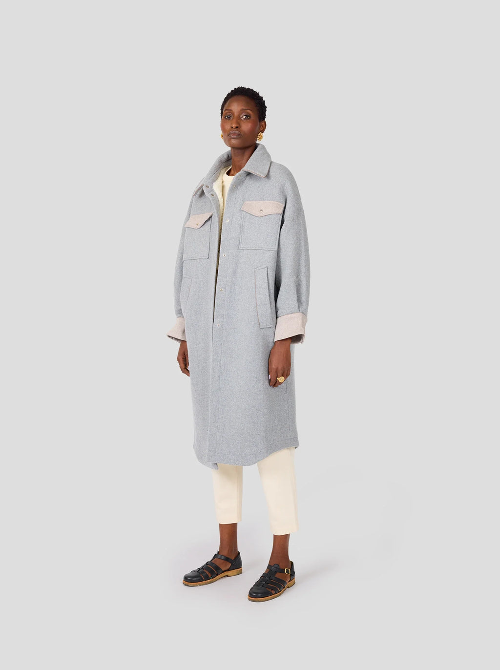 Manteau De Marine En Laine Et Cachemire Plomb