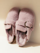 Pantuflas Grisel De Piel De Oveja Rosado