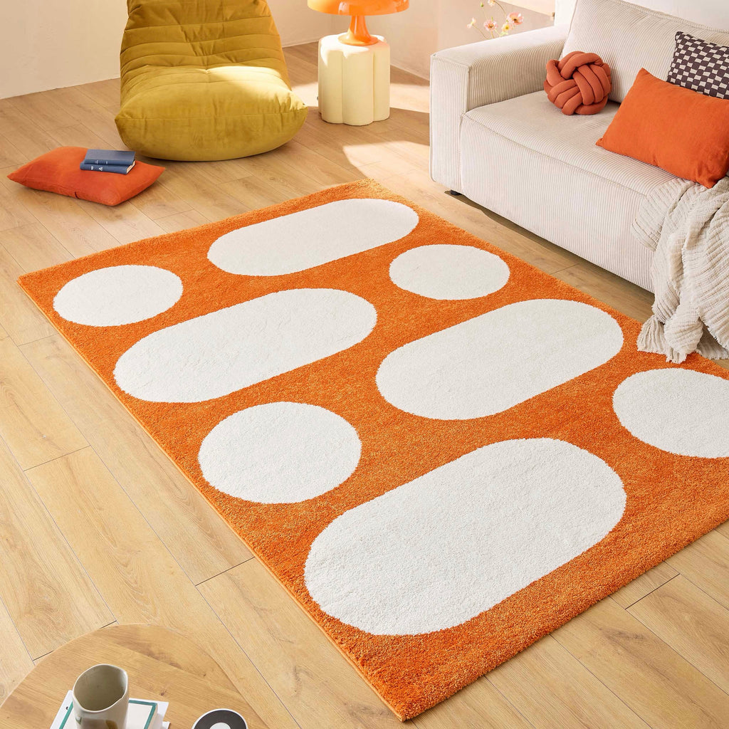 Alfombra Groovy 381 - Estampado moderno - Naranja - Interior