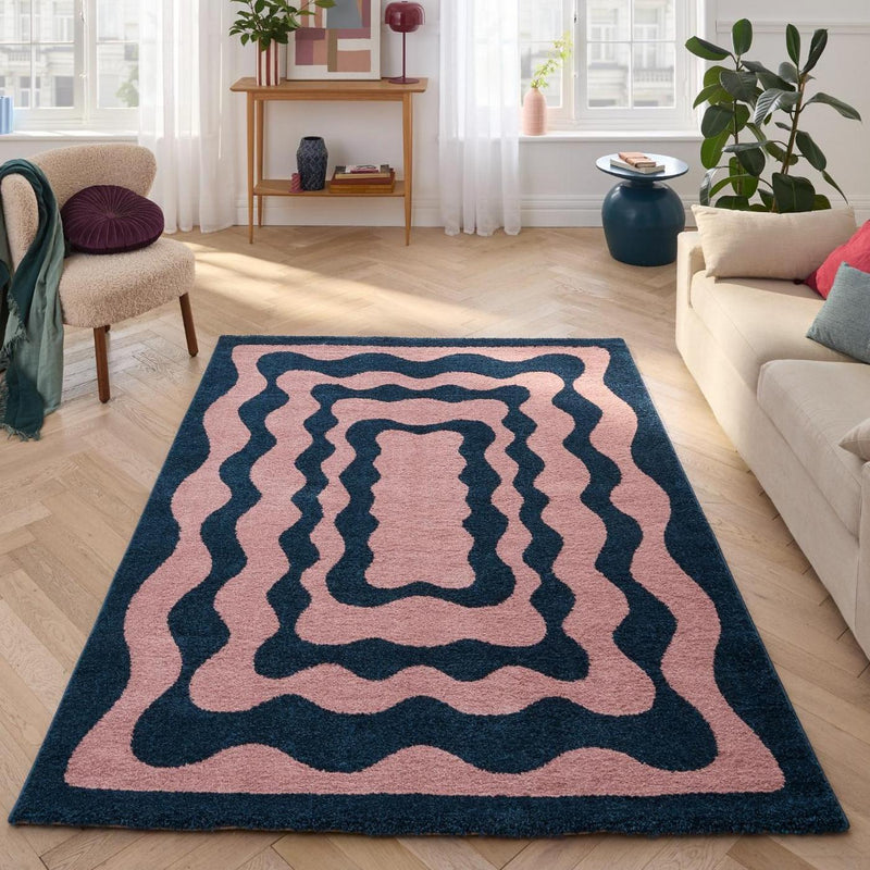 Tapis Groovy 382 - Motif Moderne - Bleu - Intérieur