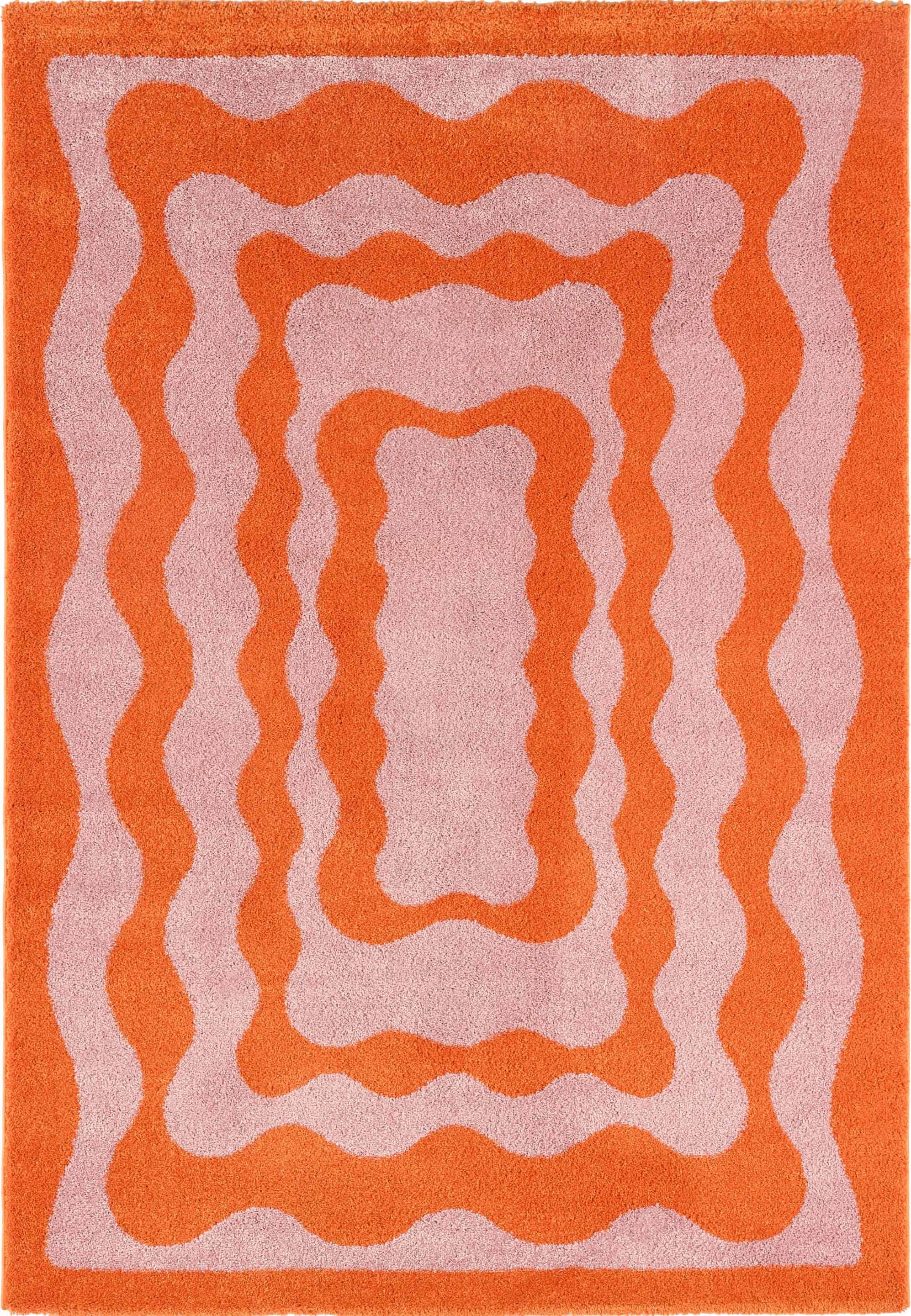 Alfombra Groovy 382 - Estampado moderno - Naranja - Interior