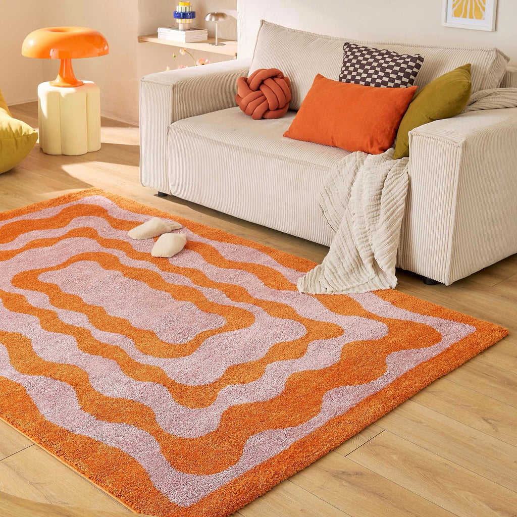 Alfombra Groovy 382 - Estampado moderno - Naranja - Interior