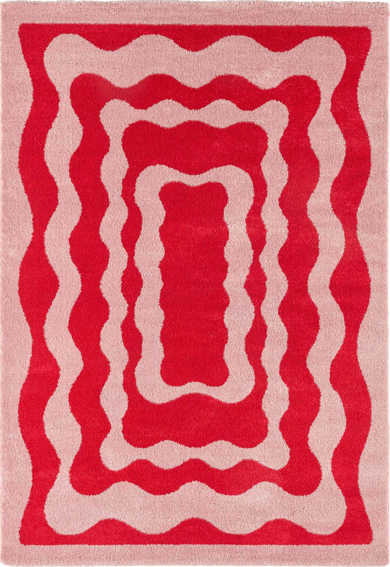 Tapis Groovy 382 - Motif Moderne - Rouge - Intérieur