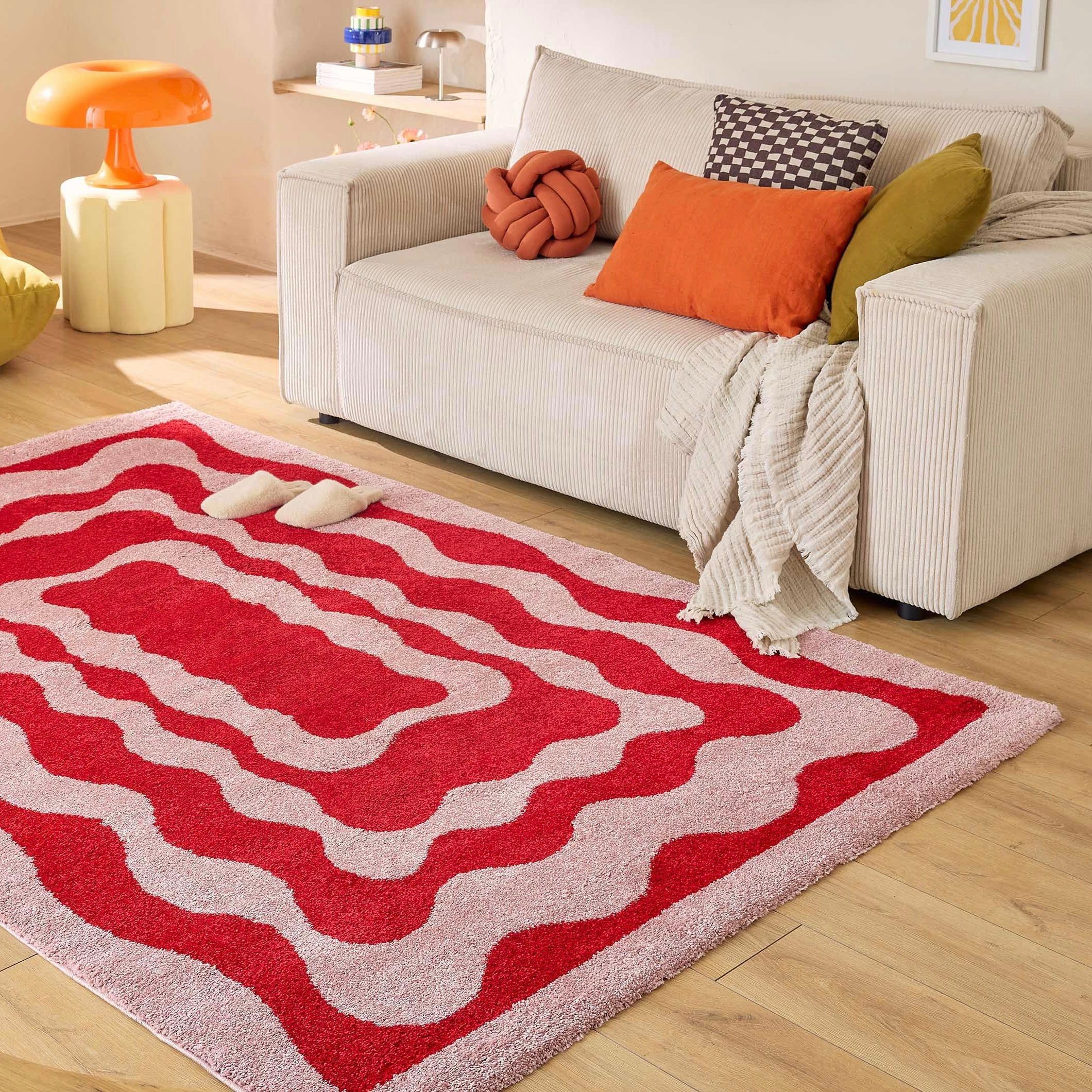 Alfombra Groovy 382 - Diseño moderno - Rojo - Interior