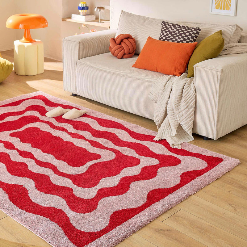 Tapis Groovy 382 - Motif Moderne - Rouge - Intérieur