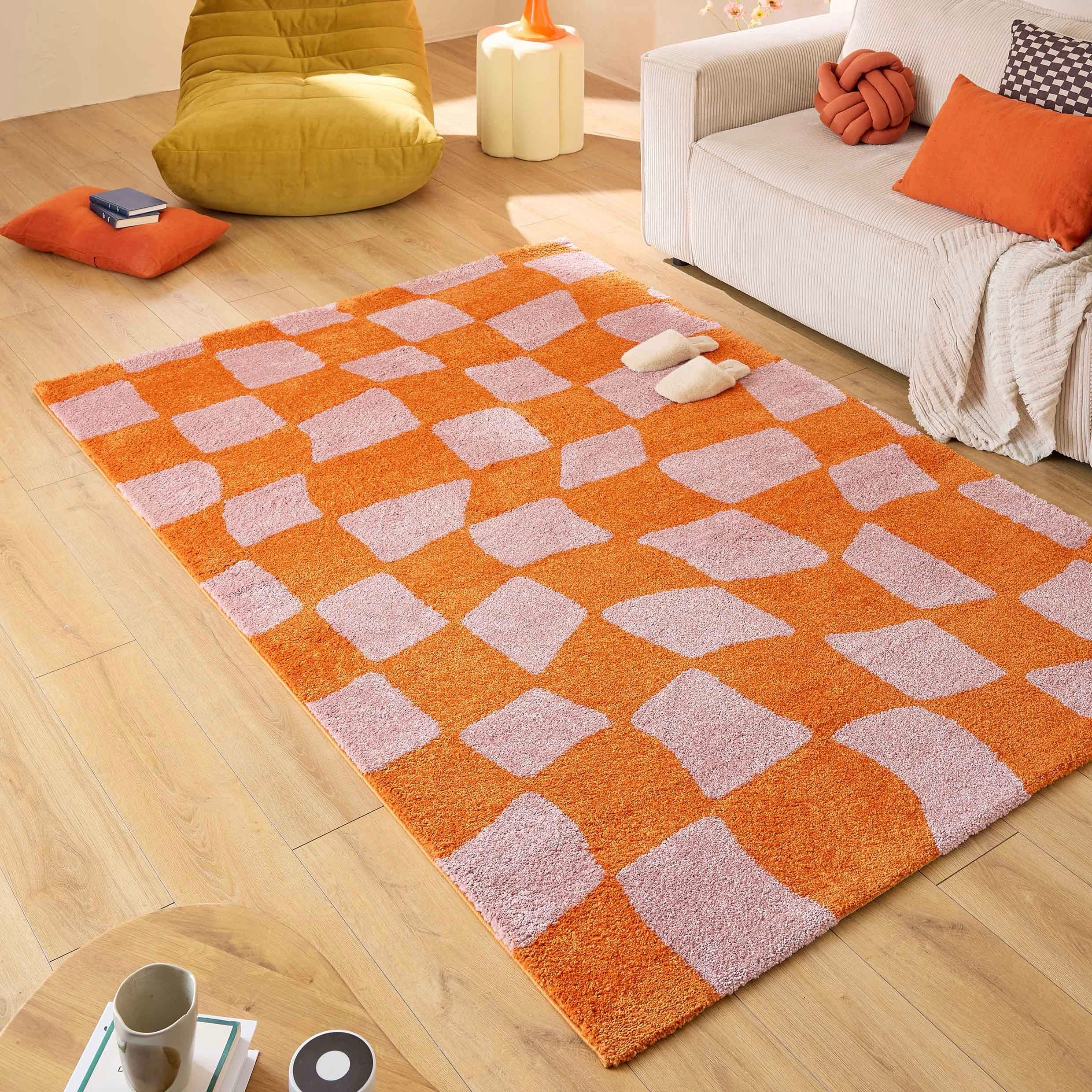 Alfombra Groovy 383 - Estampado moderno - Naranja - Interior