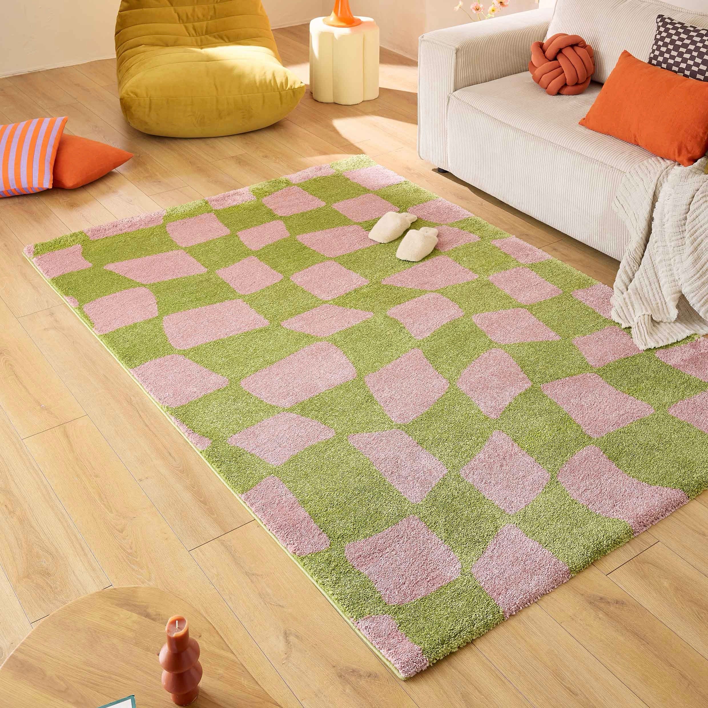 Alfombra Groovy 383 - Estampado moderno - Verde - Interior
