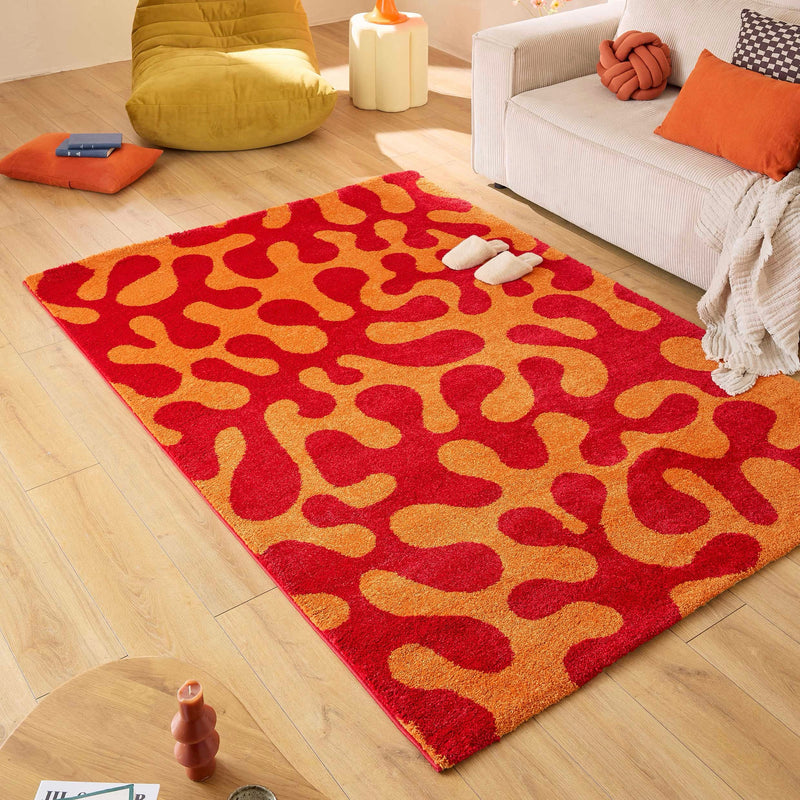 Tapis Groovy 384 - Motif Moderne - Rouge - Intérieur
