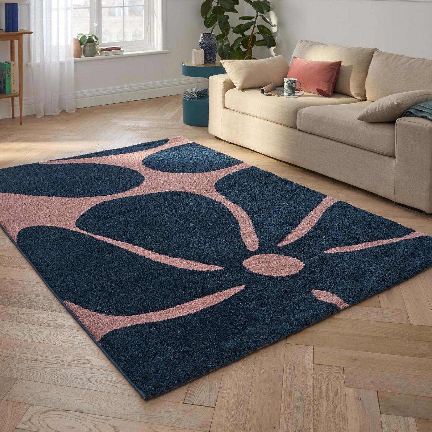 Alfombra Groovy 385 - Estampado moderno - Azul - Interior