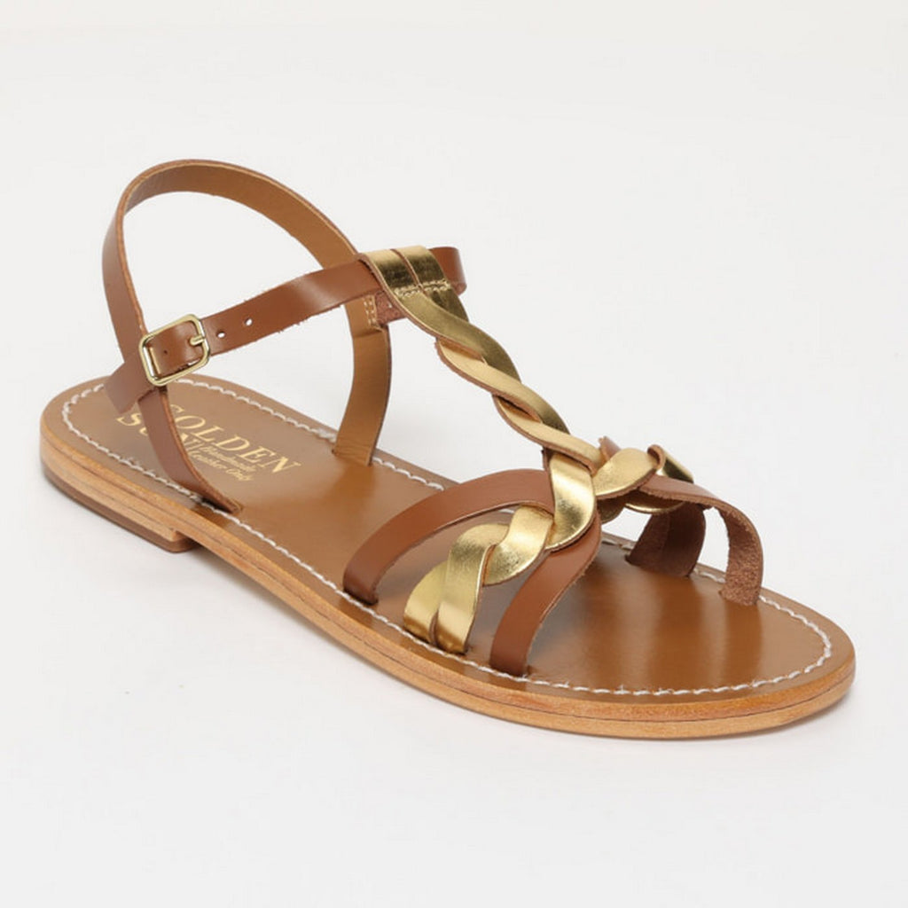 Sandales Kyseli - Camel+Foncé Doré