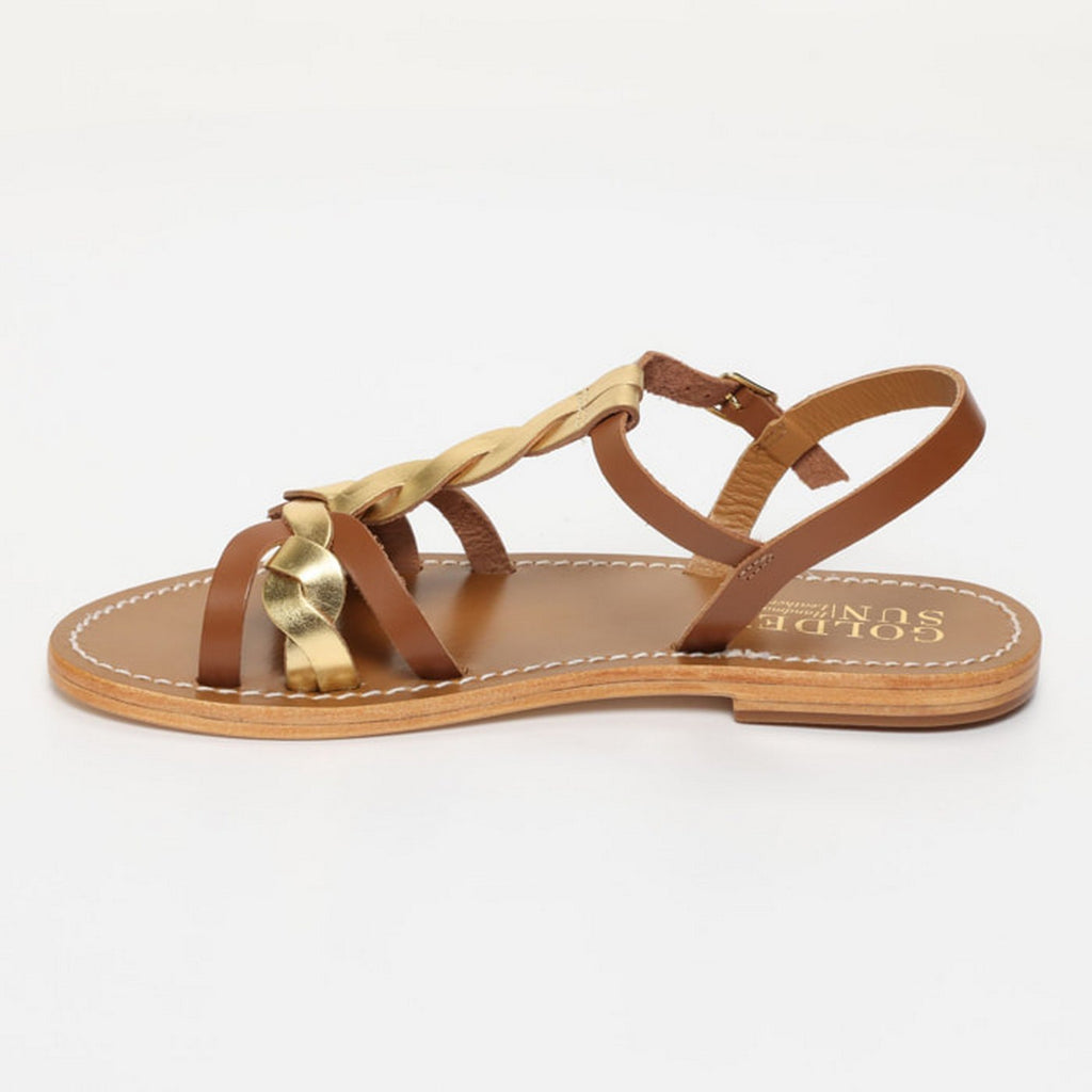 Sandales Kyseli - Camel+Foncé Doré