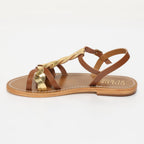 Sandales Kyseli - Camel+Foncé Doré