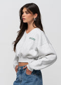 Pull Comfort Fleece V-Neck Cropped - Grey