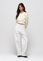 Pull Comfort Fleece V-Neck Cropped - Baby Yellow