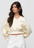 Pull Comfort Fleece V-Neck Cropped - Baby Yellow