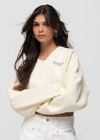 Pull Comfort Fleece V-Neck Cropped - Baby Yellow