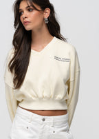 Pull Comfort Fleece V-Neck Cropped - Baby Yellow