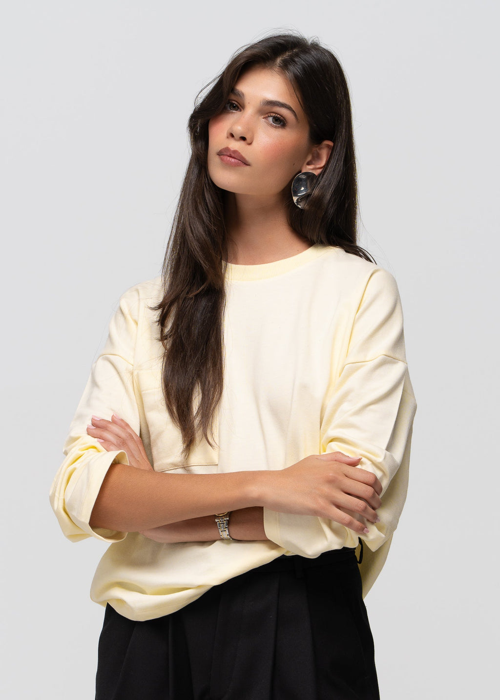 Top a Maniche Lunghe Brady Oversized - Butter Yellow