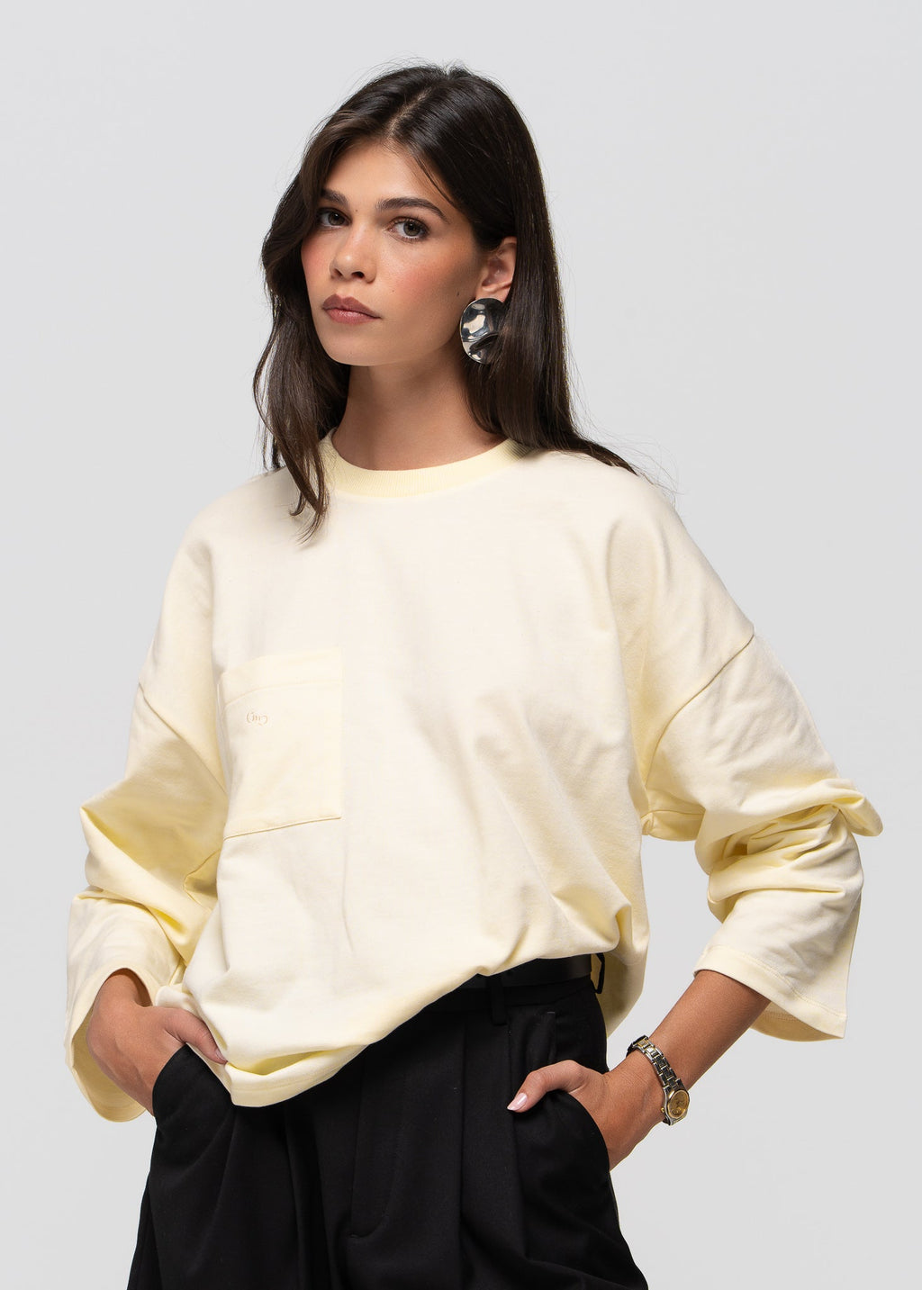 Top a Maniche Lunghe Brady Oversized - Butter Yellow