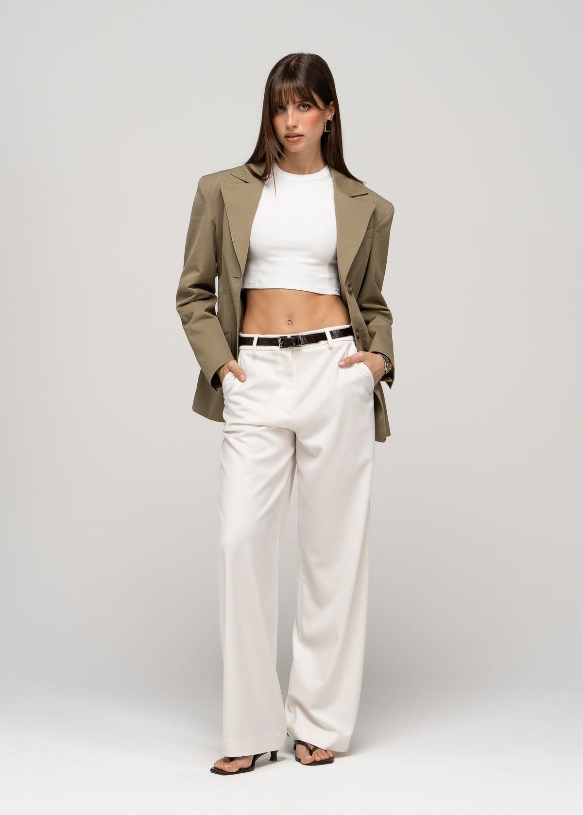 Pantaloni Jadis Mid-Waist Tailored - Off-White