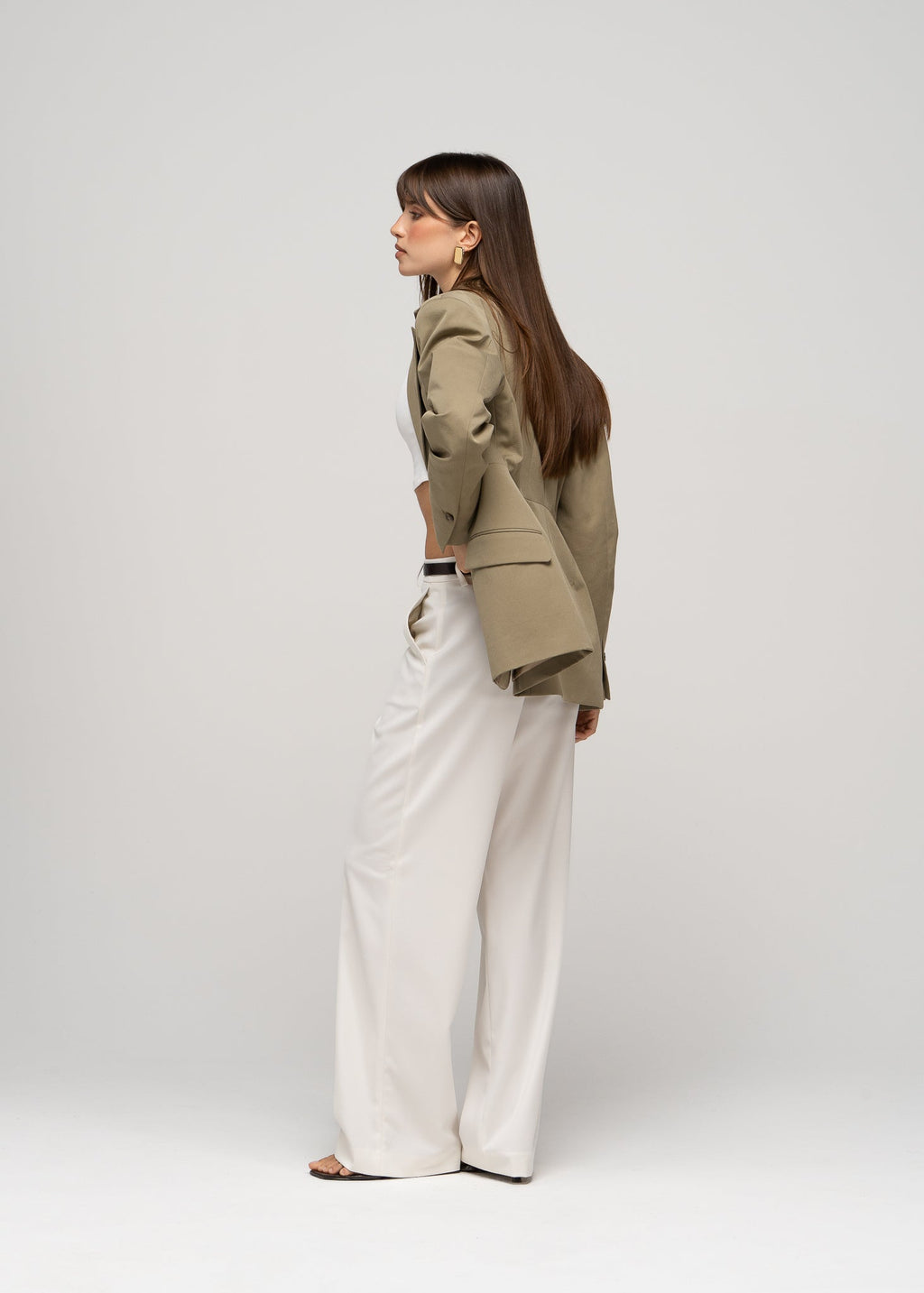Blazer Ella Structured Waist-Cinched - Olive Green