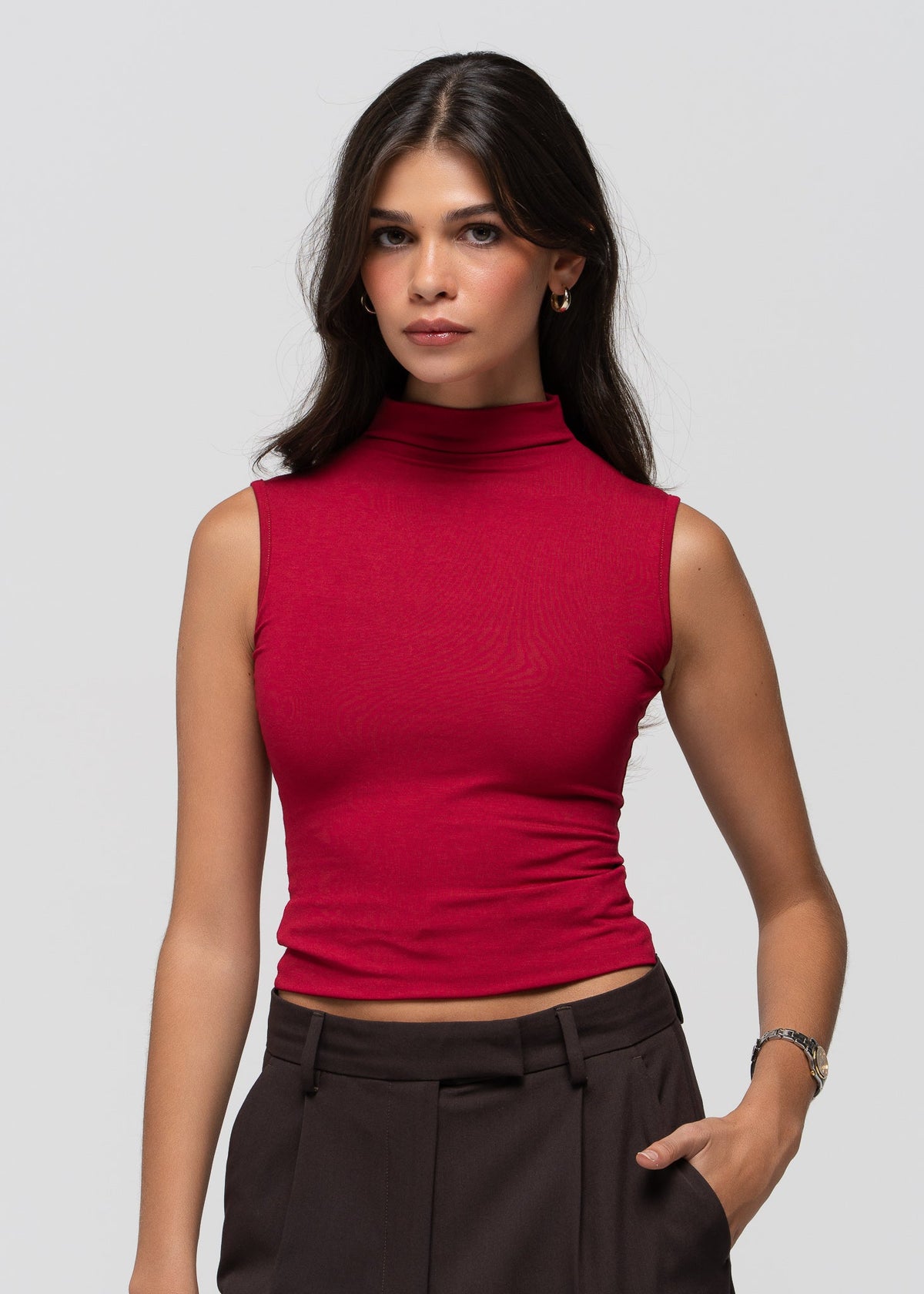 Top Petra Fitted High-Neck - Magenta