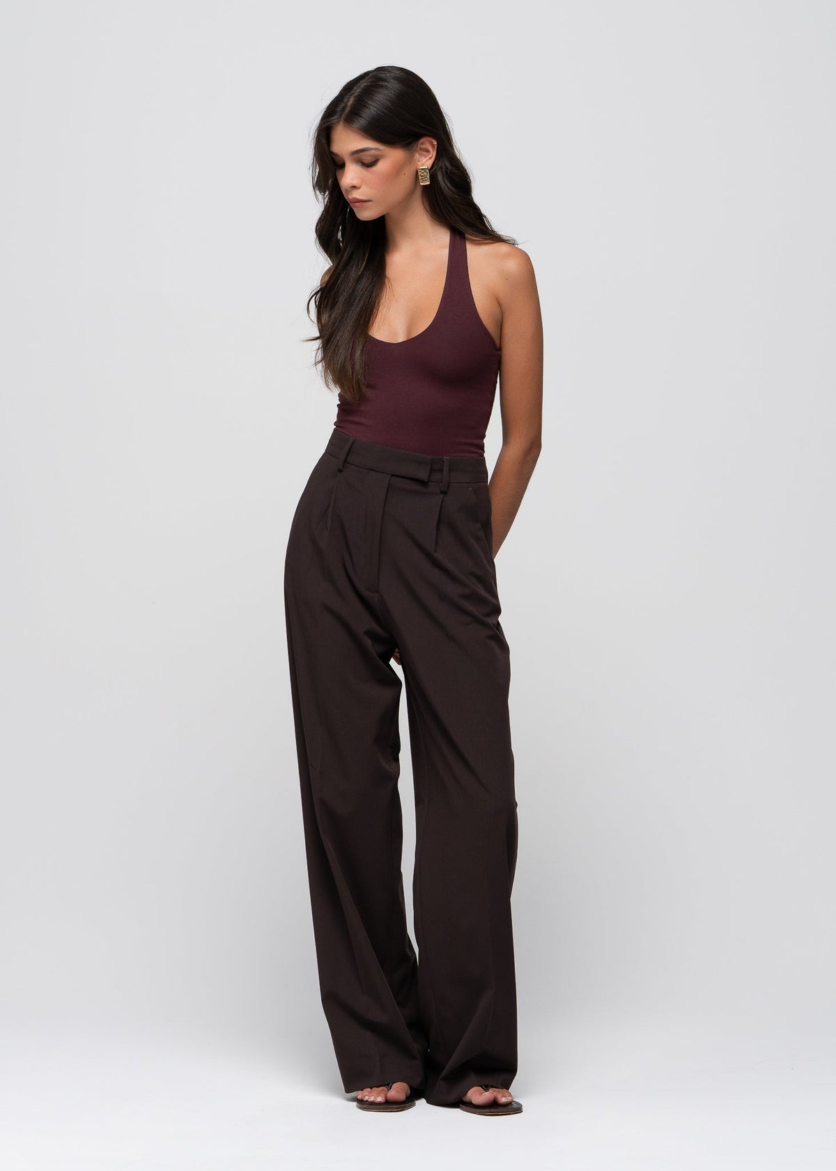 Body Cleo Plunge Halter - Plum