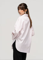 Chemise Gia Wide Cuff Cotton - Pink White & Blue Stripes