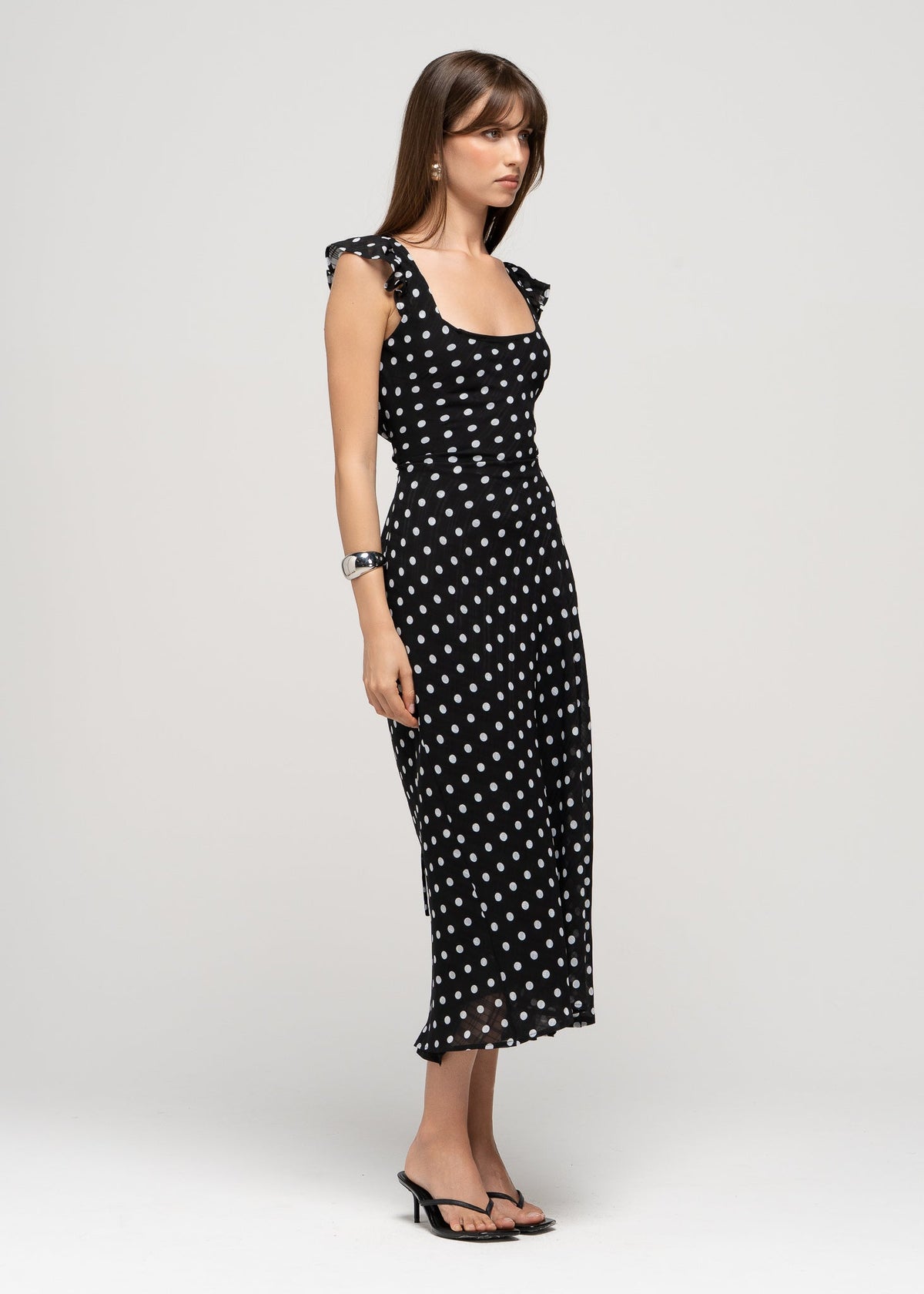 Robe Carmen Polka Dot Midi - Black & White